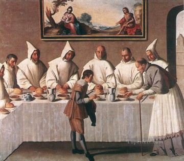 フランシスコ・デ・スルバラン Painting - カルトゥジオ食堂のバロック様式のグルノーブルの聖ユゴー フランシスコ・スルバロン